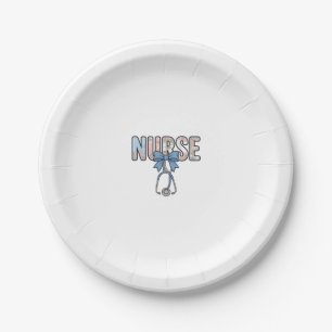 Nurse Bow Stethoscope Vintage Floral Paper Plates