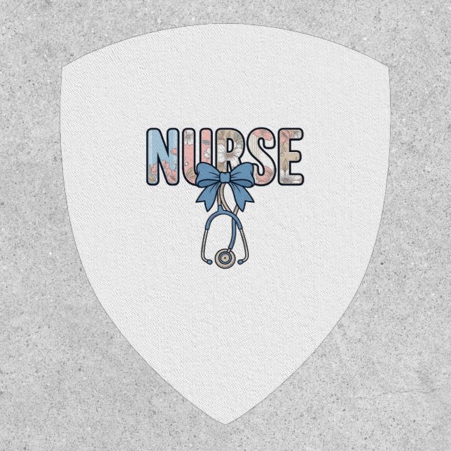 Nurse Bow Stethoscope Vintage Floral Patch (Front)