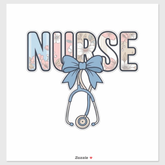 Nurse Bow Stethoscope Vintage Floral Sticker (Sheet)
