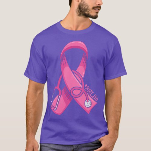 Nurse Breast Cancer Awareness Pink Ribbon Nursing  T_Shirt