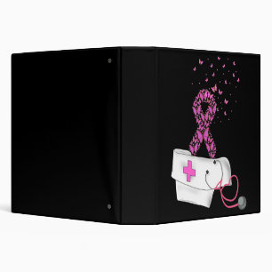 Nurse Breast Cancer Awareness Pink Ribbon Stethosc 3 Ring Binder