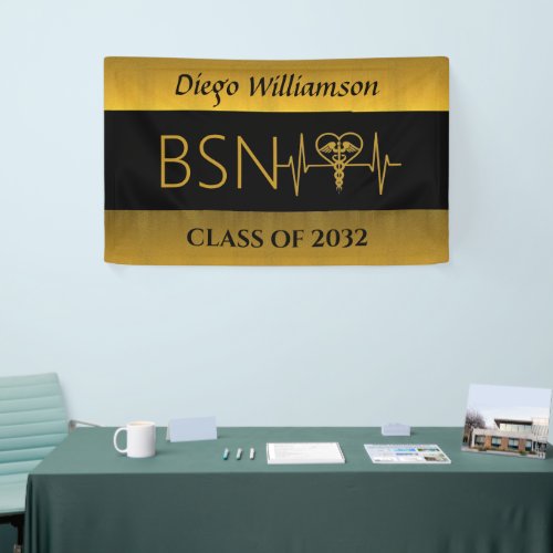 NURSE BSN RN LPN Graduation Personalized Faux Gold Banner