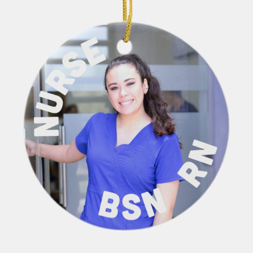 nurse bsn rn photo circle ceramic ornament
