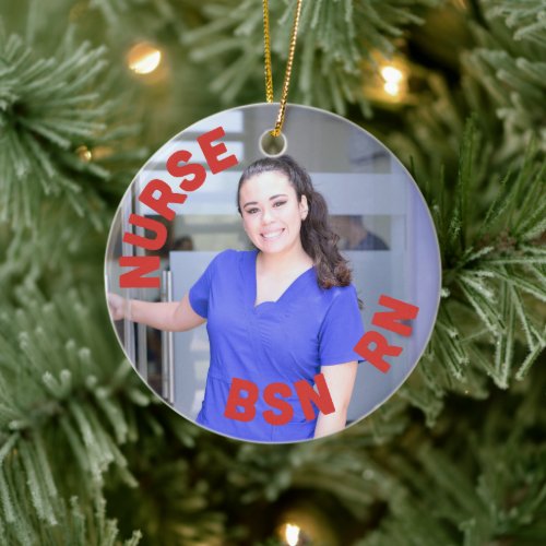 nurse bsn rn photo circle ceramic ornament