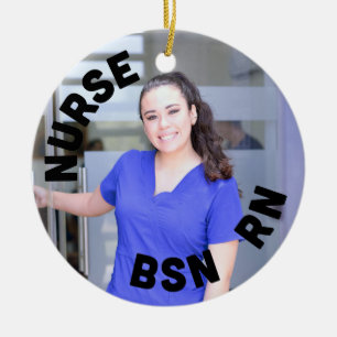 nurse bsn rn photo circle ceramic ornament