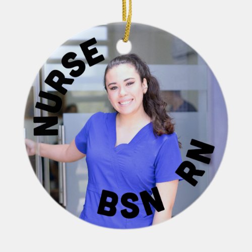 nurse bsn rn photo circle ceramic ornament