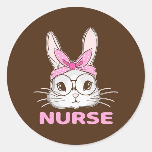 Nurse Bunny Easter Day Cute Rabbit Nursing RN LPN Classic Round Sticker