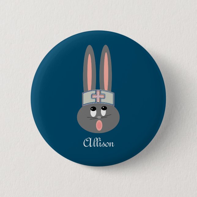 Nurse Bunny Medical Personalized Button (Front)