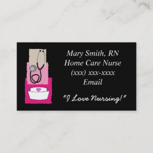 Nurse Business Cards Black and Pink