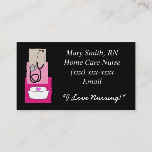 Nurse  Business Cards Black and Pink