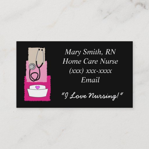 Customizable Nurse  Business Cards Black and Pink