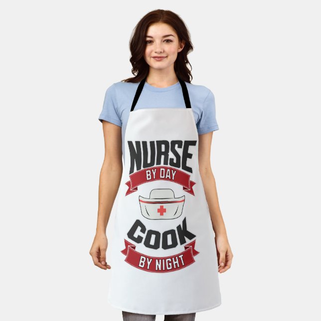Nurse By Day. Cook By Night Humorous Cook's Apron (Worn)