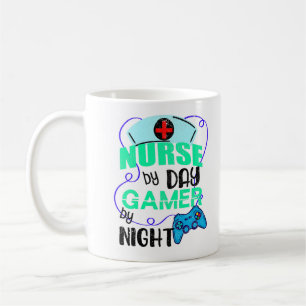 Nurse by Day Gamer by Night, Gaming Nurse Funny Coffee Mug