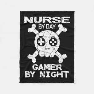 Nurse By Day Gamer By Night - Gaming Quote Fleece Blanket