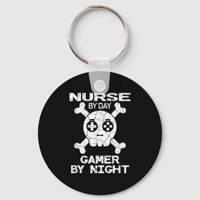Nurse By Day Gamer By Night - Gaming Quote  Keychain (Front)
