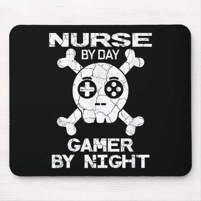 Nurse By Day Gamer By Night - Gaming Quote  Mouse Pad (Front)