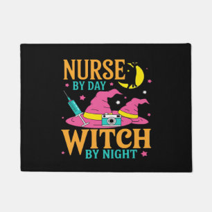 Nurse by Day, Witch by Night Cat Halloween Classic Doormat