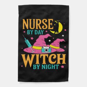 Nurse by Day, Witch by Night Cat Halloween Classic Garden Flag