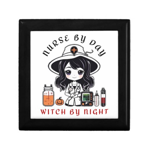nurse by day witch by night cute Halloween witch Gift Box