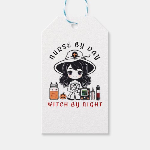 nurse by day witch by night cute Halloween witch Gift Tags