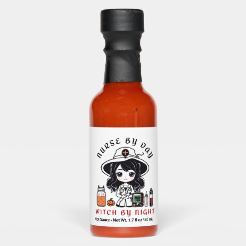 nurse by day witch by night cute Halloween witch Hot Sauces