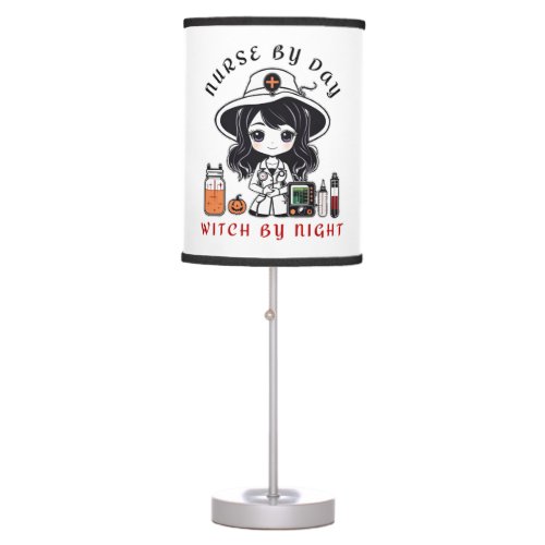 nurse by day witch by night cute Halloween witch Table Lamp