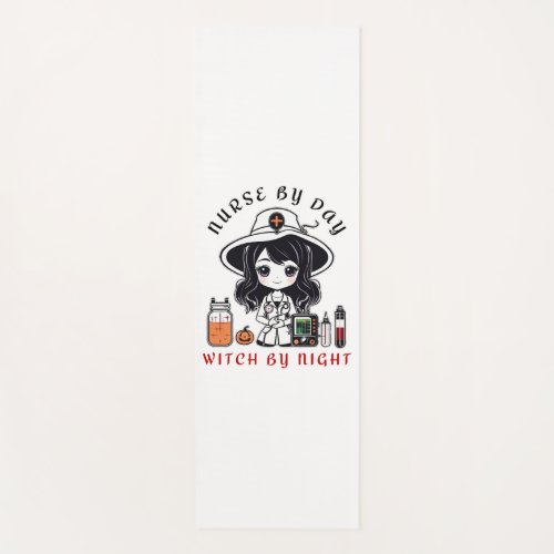 nurse by day witch by night cute Halloween witch Yoga Mat