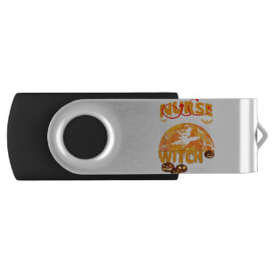 Nurse By Day Witch By Night Funny Halloween Flash Drive