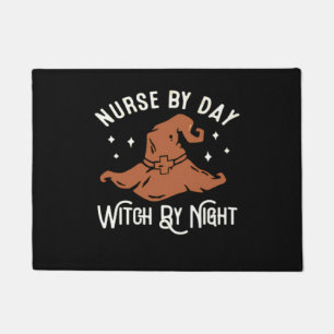 Nurse by Day Witch by Night - Funny Halloween Nurs Doormat