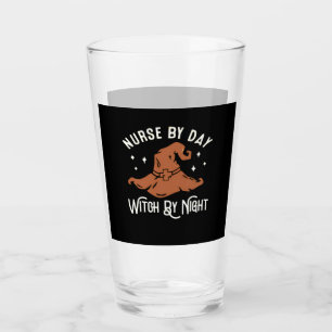 Nurse by Day Witch by Night - Funny Halloween Nurs Glass