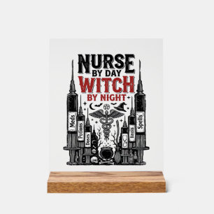 Nurse By Day Witch By Night Halloween Design_1 Acrylic Sign