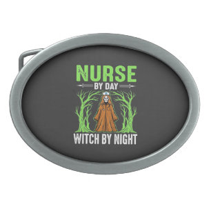 Nurse By Day Witch By Night Halloween Design_1 Belt Buckle
