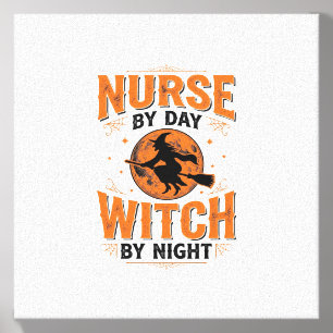 Nurse by Day Witch by Night Halloween Design_1 Canvas Photo Tile
