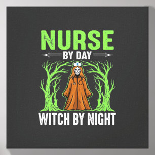 Nurse By Day Witch By Night Halloween Design_1 Canvas Photo Tile