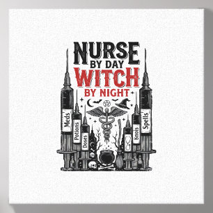Nurse By Day Witch By Night Halloween Design_1 Canvas Photo Tile
