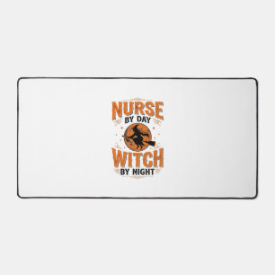 Nurse by Day Witch by Night Halloween Design_1 Desk Mat