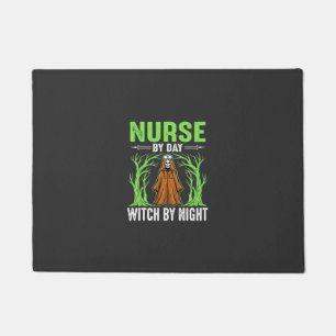 Nurse By Day Witch By Night Halloween Design_1 Doormat