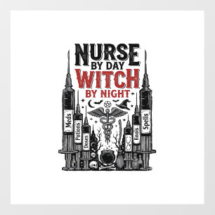 Nurse By Day Witch By Night Halloween Design_1 Floor Decals