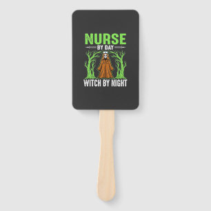 Nurse By Day Witch By Night Halloween Design_1 Hand Fan