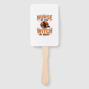 Nurse by Day Witch by Night Halloween Design_1 Hand Fan
