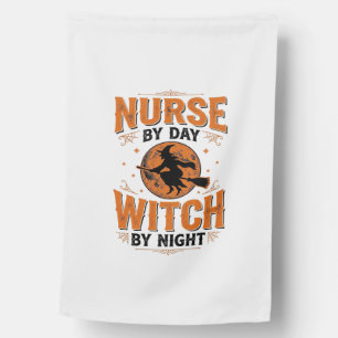 Nurse by Day Witch by Night Halloween Design_1 House Flag