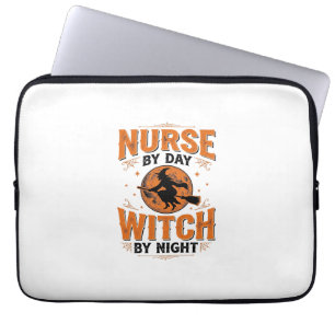 Nurse by Day Witch by Night Halloween Design_1 Laptop Sleeve