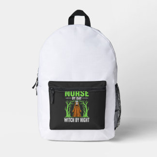 Nurse By Day Witch By Night Halloween Design_1 Printed Backpack