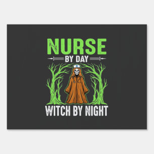 Nurse By Day Witch By Night Halloween Design_1 Sign