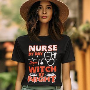 Nurse By Day Witch By Night Halloween Party T-Shirt