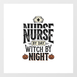 Nurse By Day Witch By Night Halloween Shirt Design Floor Decals