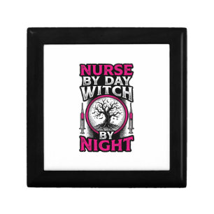 Nurse By Day Witch By Night Halloween Shirt Design Gift Box