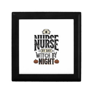 Nurse By Day Witch By Night Halloween Shirt Design Gift Box