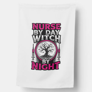 Nurse By Day Witch By Night Halloween Shirt Design House Flag