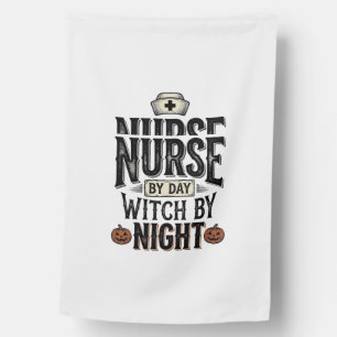 Nurse By Day Witch By Night Halloween Shirt Design House Flag